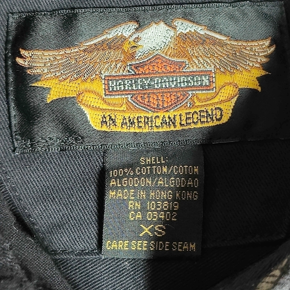 Harley Davidson Performance Snap Long Sleeve Shirt Black Eagle Women's XS Biker - Picture 12 of 15